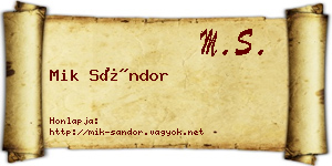 Mik Sándor névjegykártya